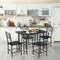 5 Pieces Wood Rectangular Dining Table Chair Set with Curving Backrest and Iron Frame